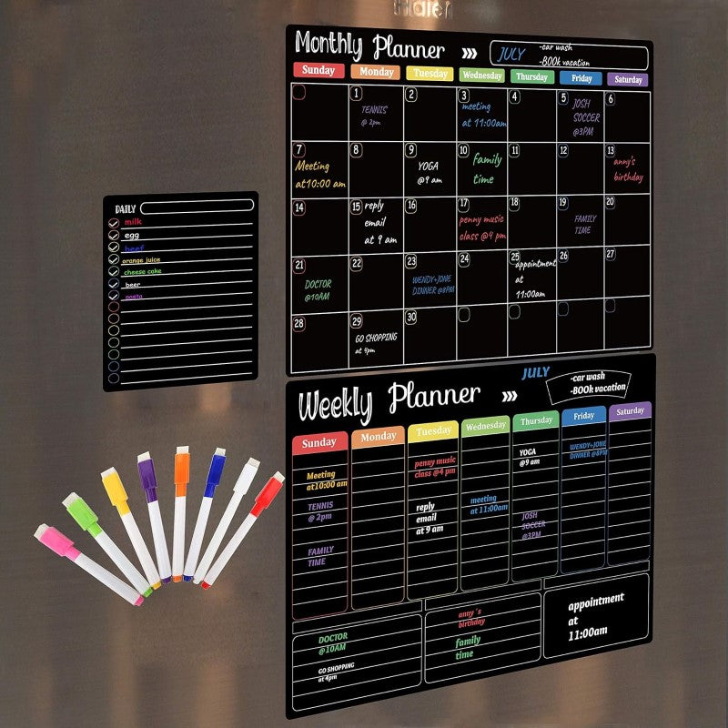 Fridge calendar with markers