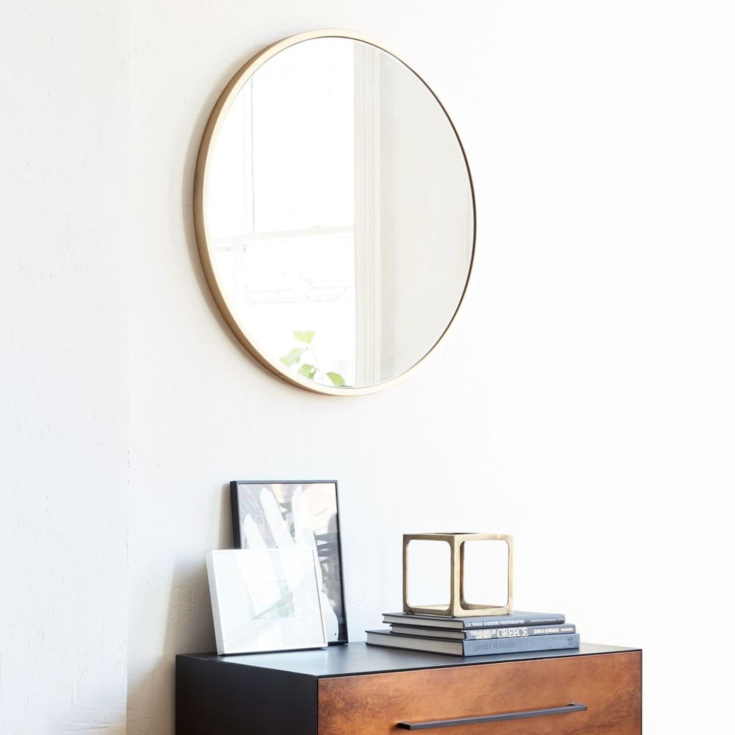 Makeup mirror with metal frame