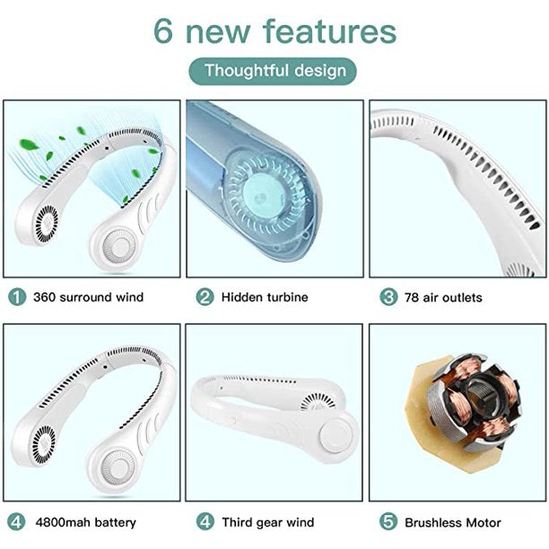 lightweight wearable neck fan