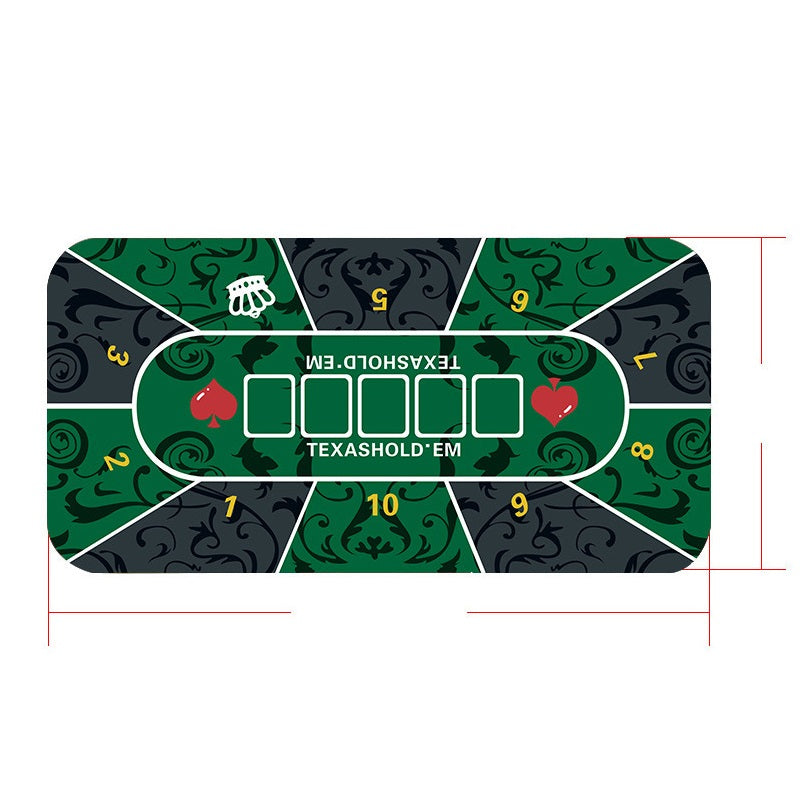 Poker Table Mat 10 Players Texas Hold'em Poker Mat 180cm *90 Anti-Slip Rubber