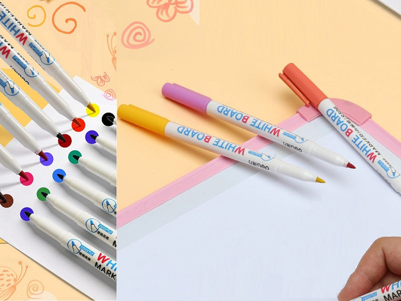 (12PCS/PACK) Whiteboard Marker Pen - Fine tip , Colourful
