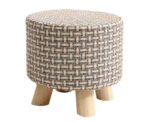 Padded linen cover ottoman