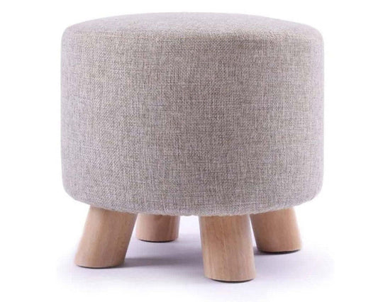 Padded ottoman with linen cover
