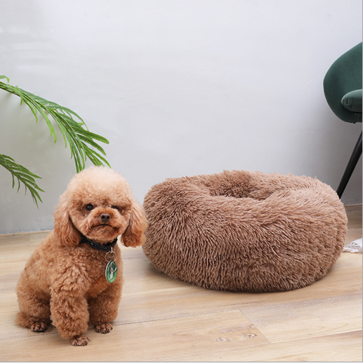 plush pet bed side view