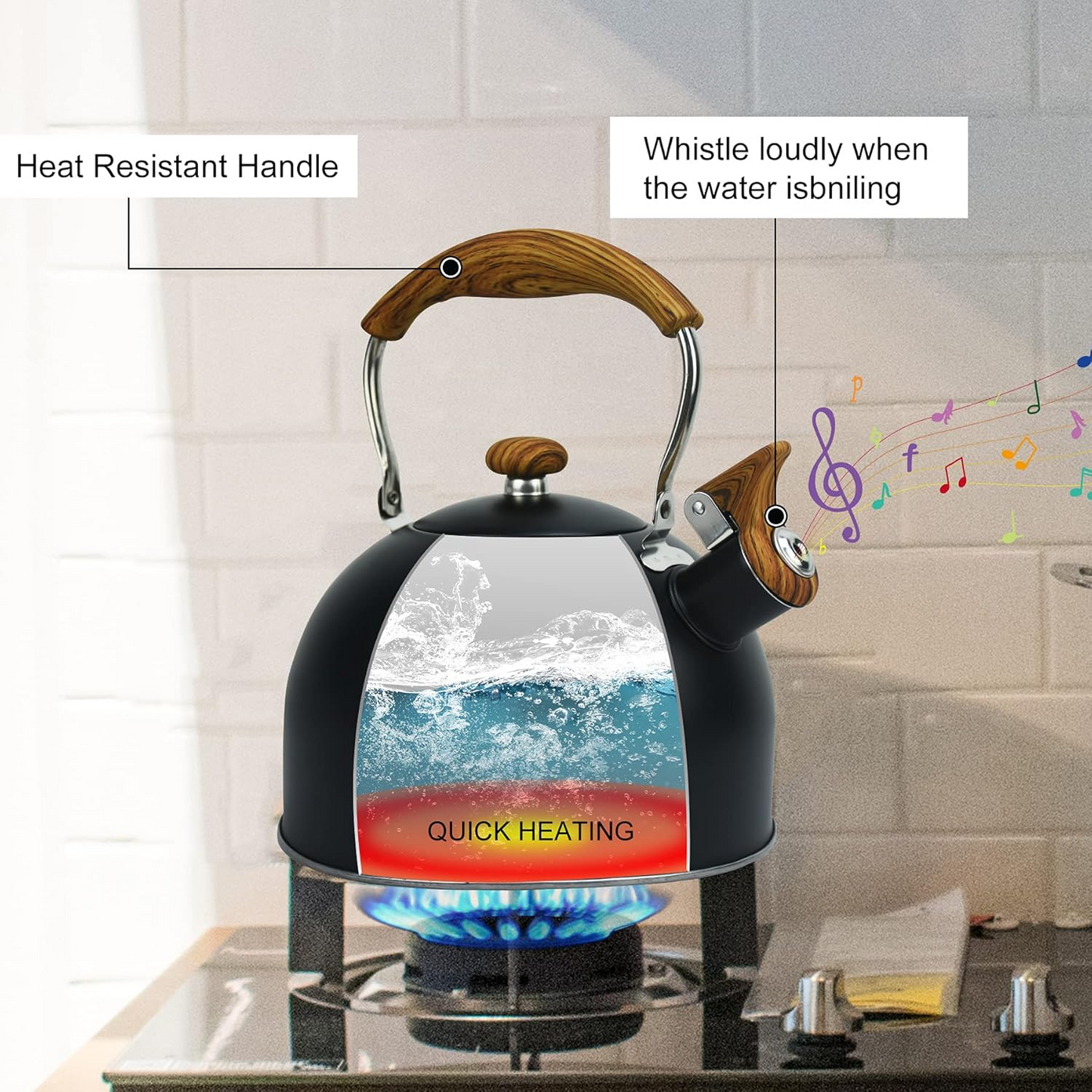 3L Smart Kettle Whistling Kettle(Stainless Steel)