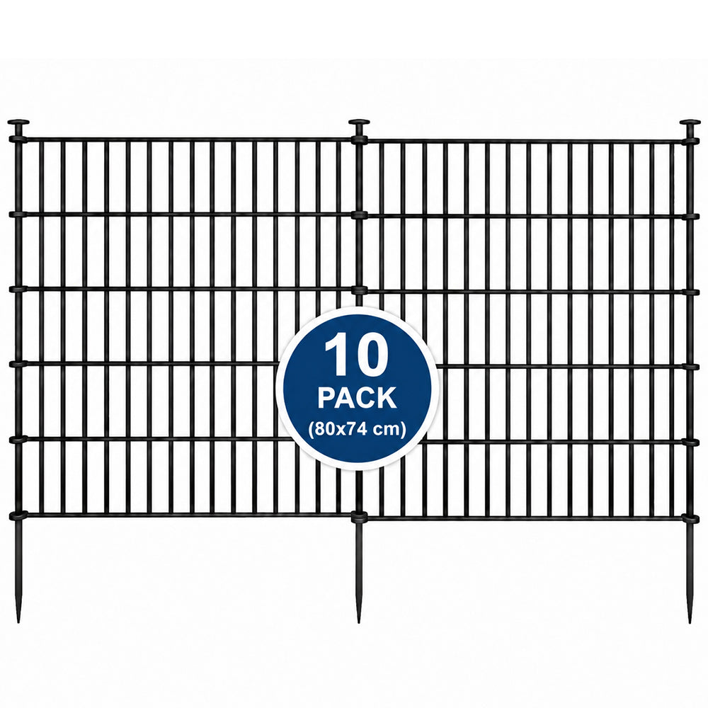 10 Pack Metal Garden Barrier Fence - 80x69cm Animal Fence Panels, Decorative Garden Border