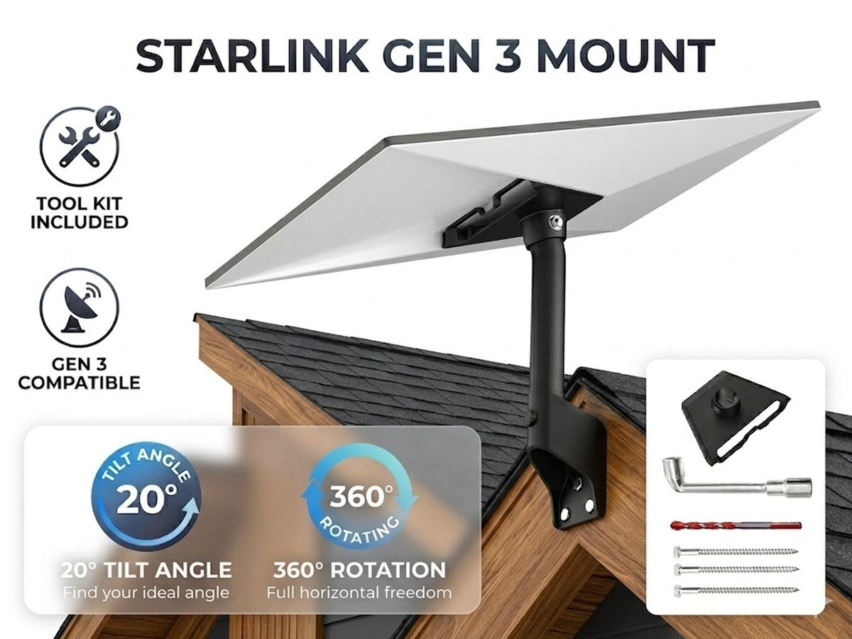 Gen 3 Mount for Starlink, 360° Rotatable Roof & Wall Mount for V3 Starlink