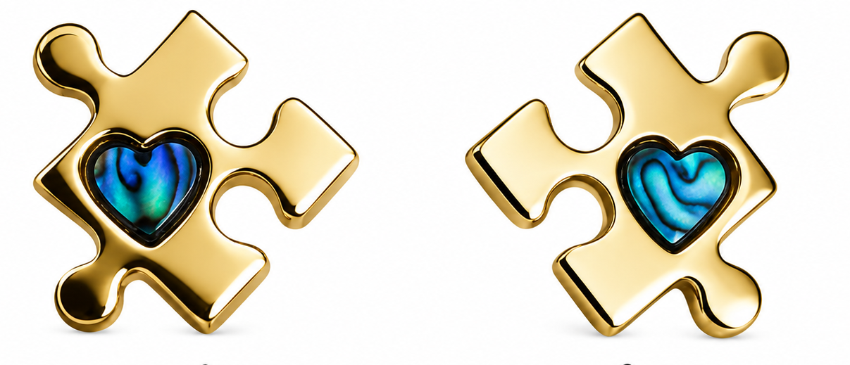 Paua Puzzle Studs - Gold