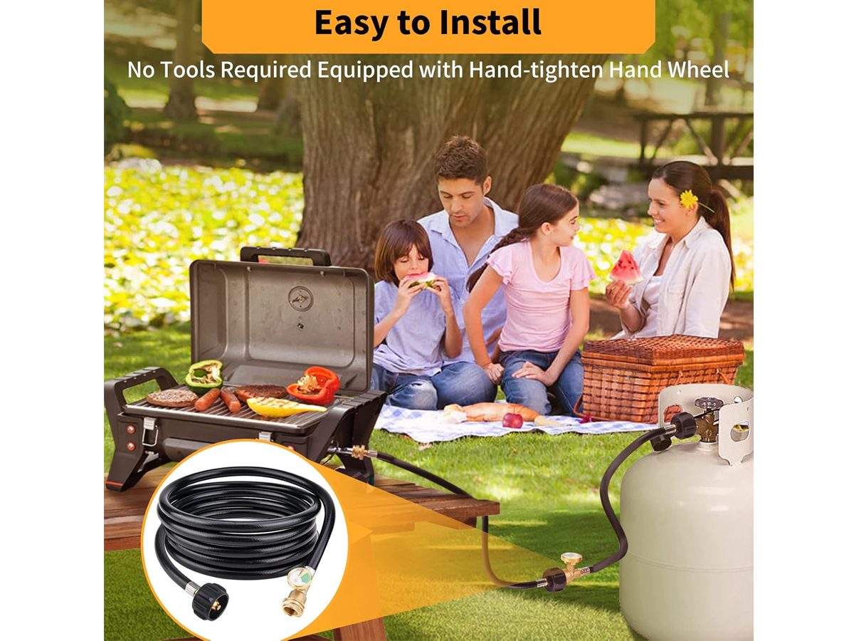 Propane Tank Hose Extension with Gauge