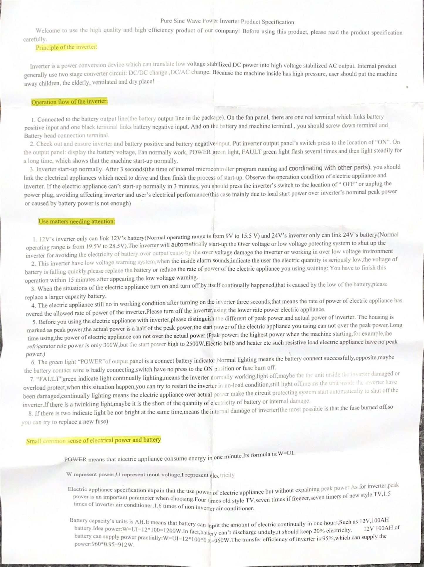 Pure Sine wave Inverter 12V