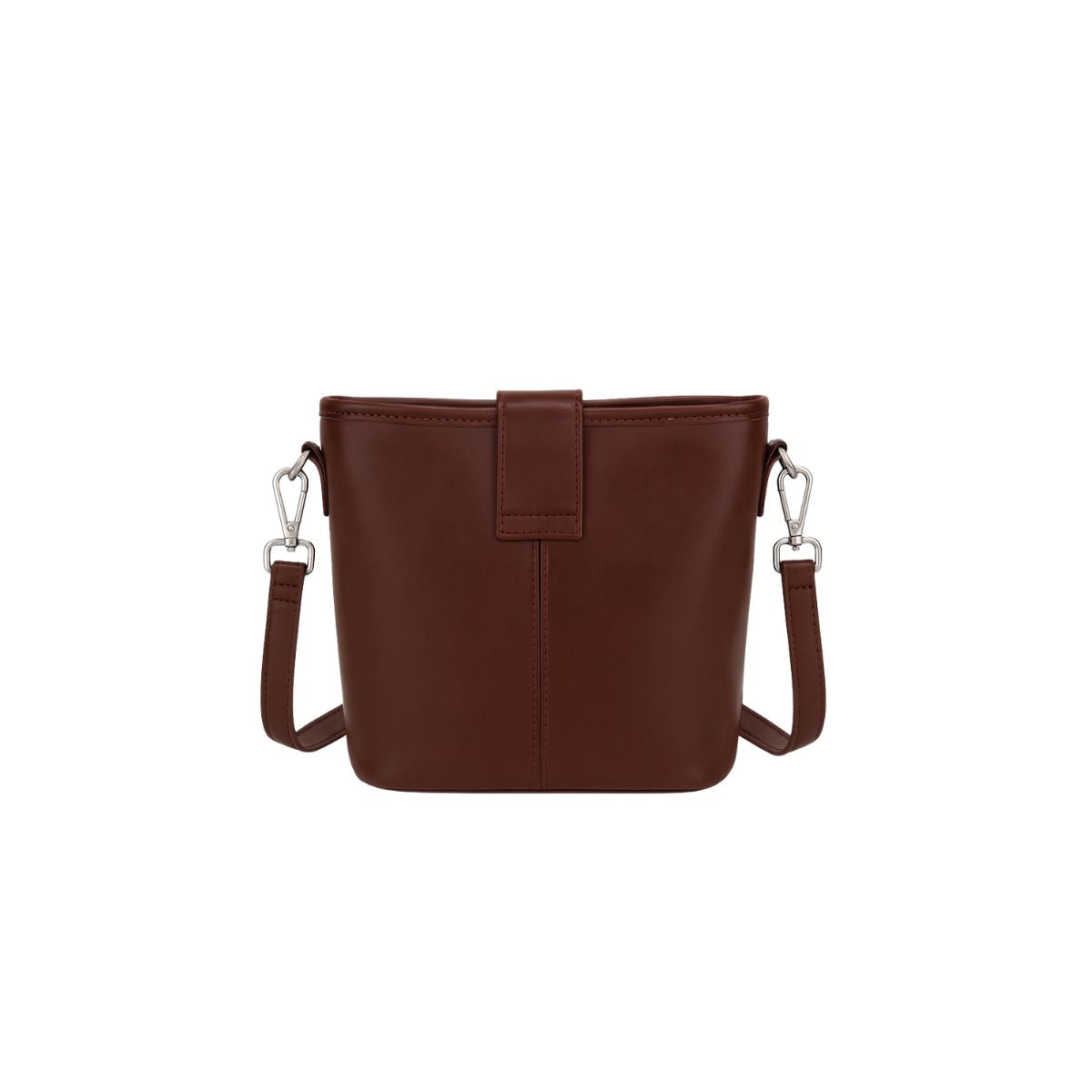 Retro Cube Coffee Brown Leather Crossbody & Mini Bucket Shoulder Bag