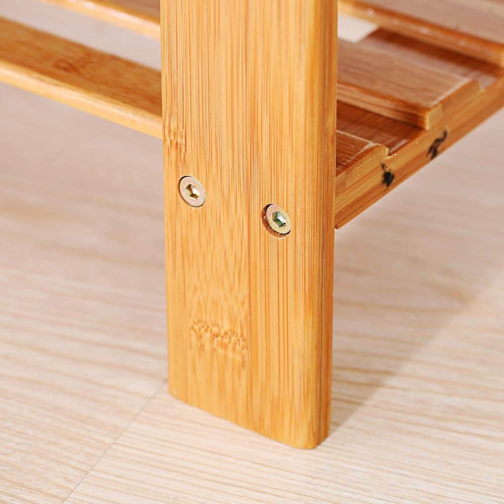 Bamboo rack with slatted shelves