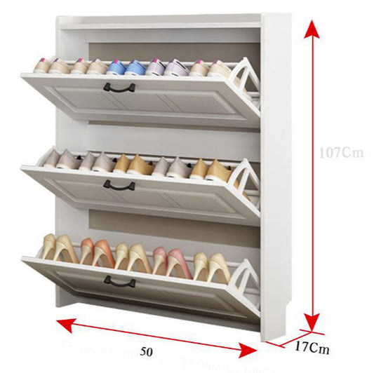 Shoe storage cabinet with drawers