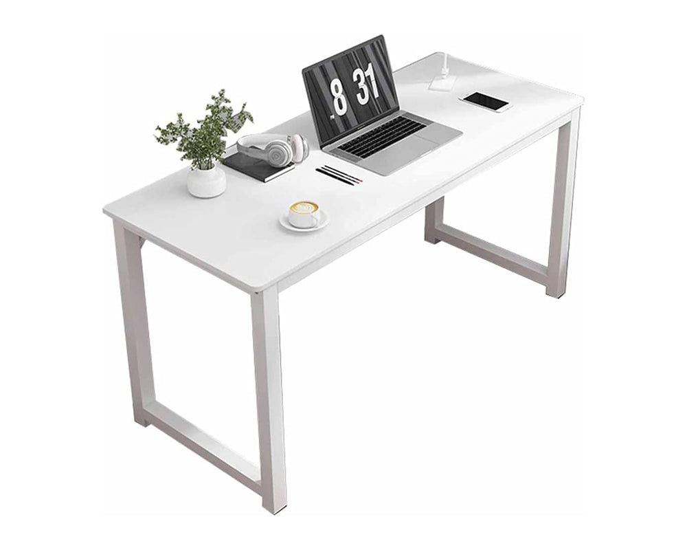 white desk with clean lines