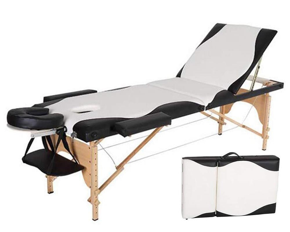 Massage table in salon setting