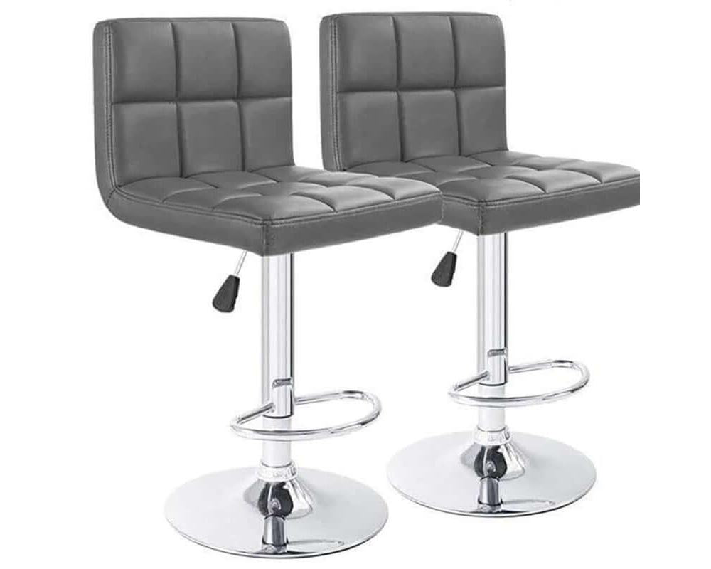Adjustable Swivel Armless Bar Stools With Pu Leather