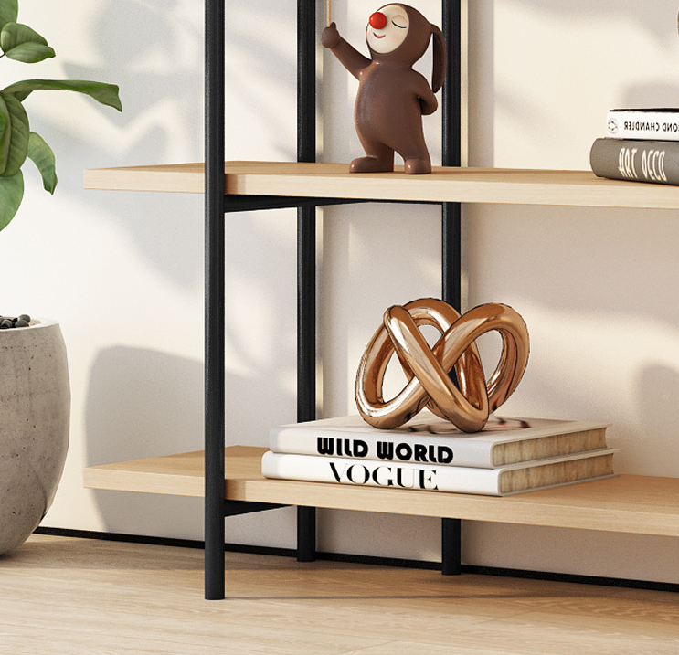 3 Tier Bookshelf Console Table Hallway Flower Table (Natural Wood)