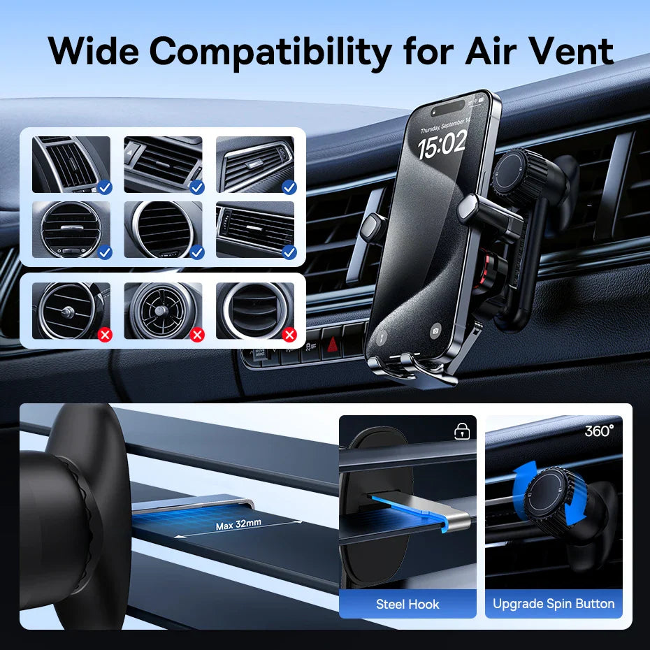 Auto Clamping Gravity Car Phone Holder Air Vent Mount