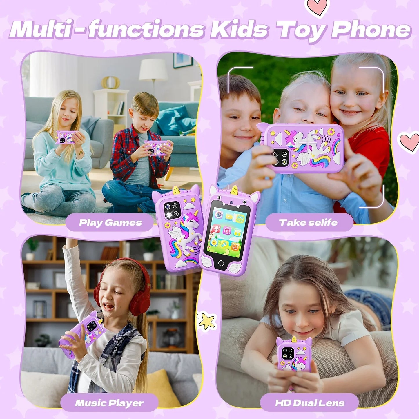 Smart Phone with 8GB Card & Holographic Pyramid 2.8"Touchscreen Learning Toy For Girl Boy