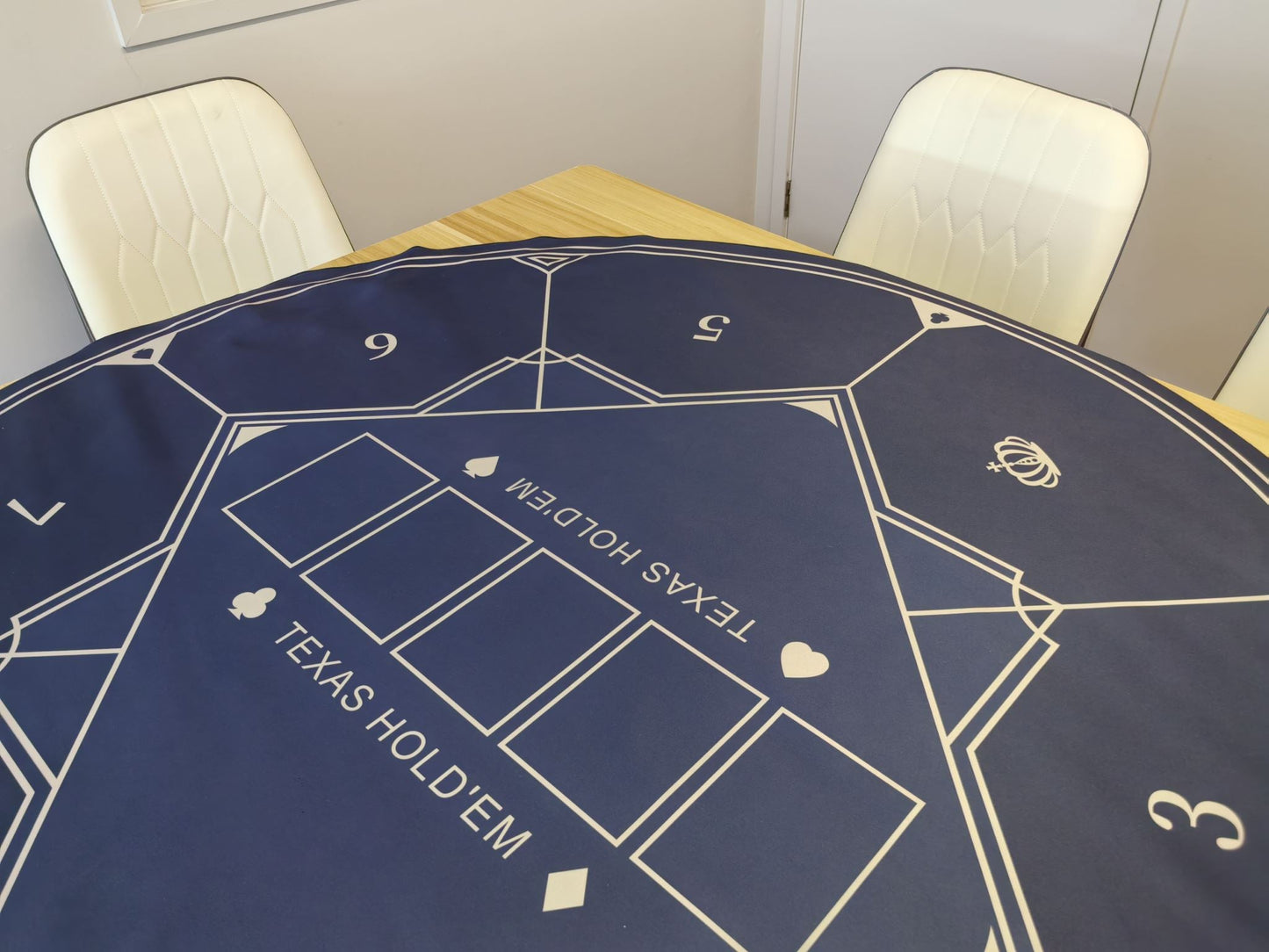 Poker Table Mat 8 Players Texas Hold'em Poker Mat 120cm Round Anti-Slip Rubber
