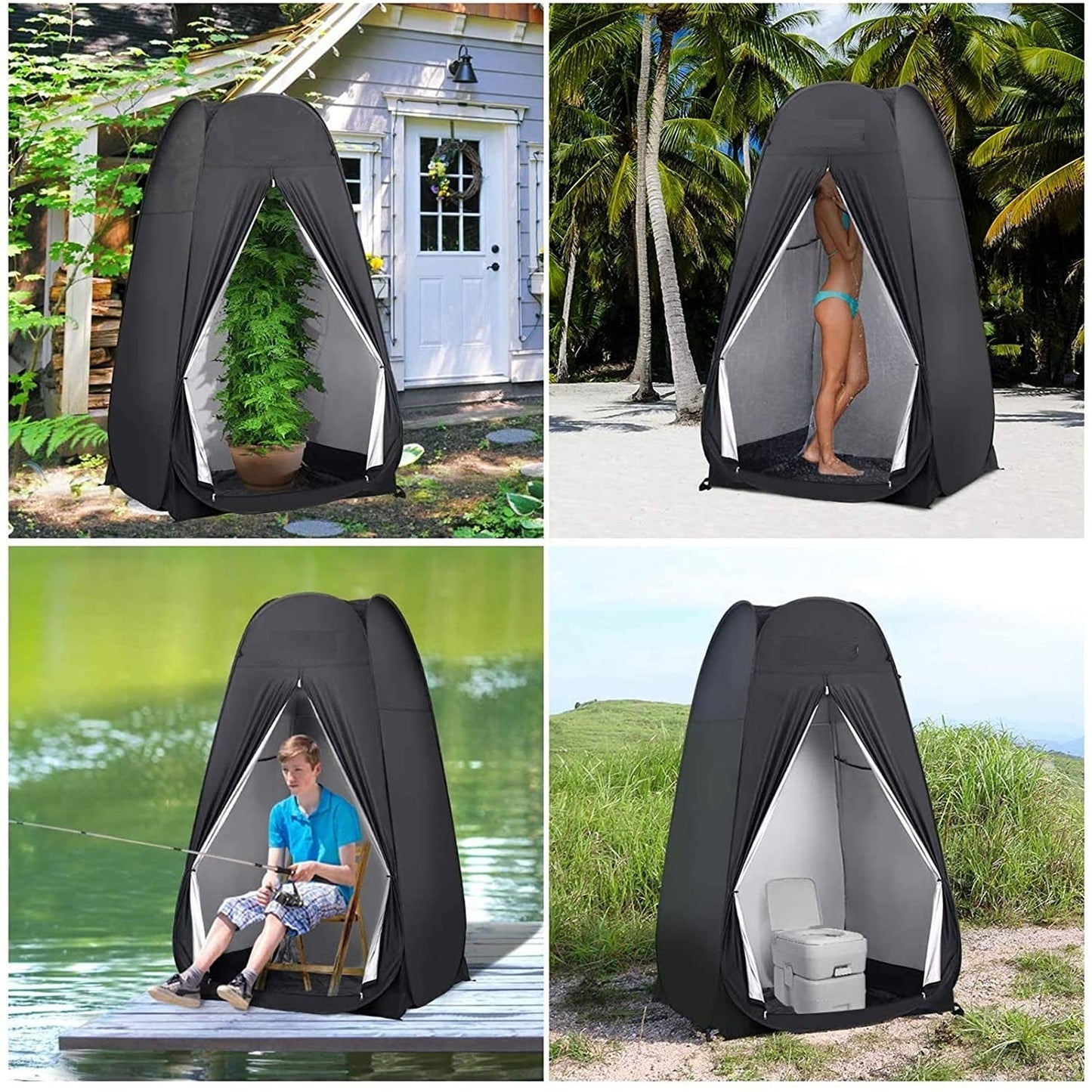 Portable Camping Shower/Toilet Tent Black