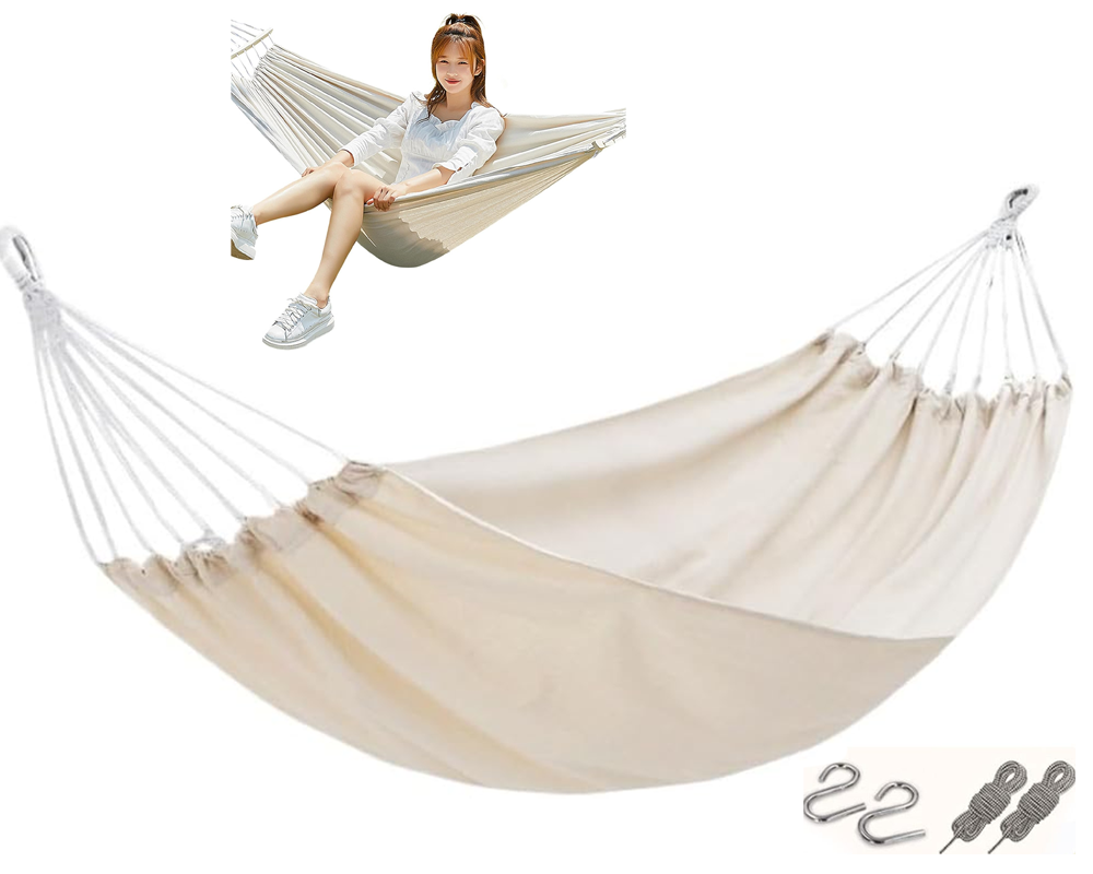 Hammock Double – Portable Canvas Hammock with Travel Bag for Camping & Patio