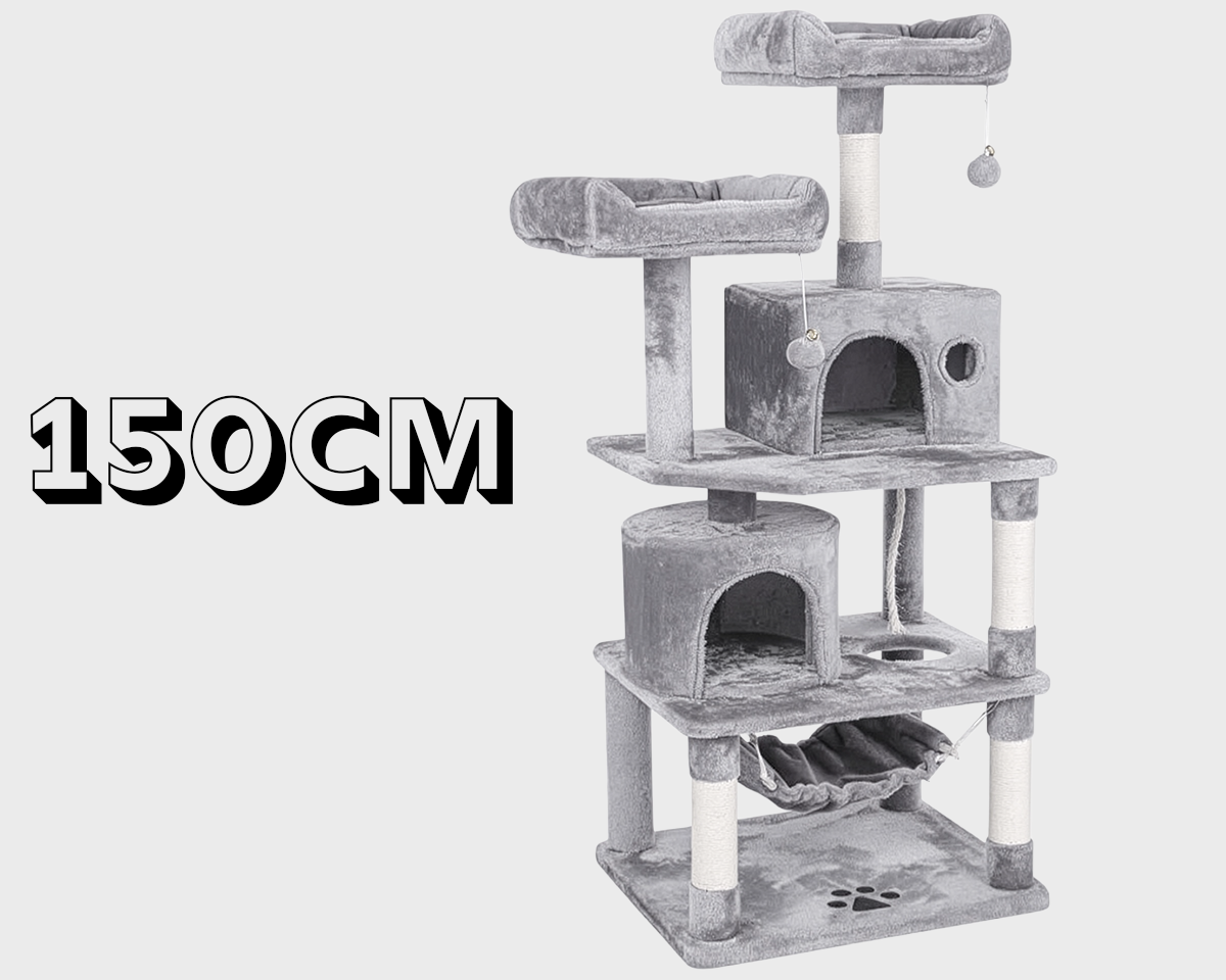 Cat Tree House with Scratching Posts Hammock