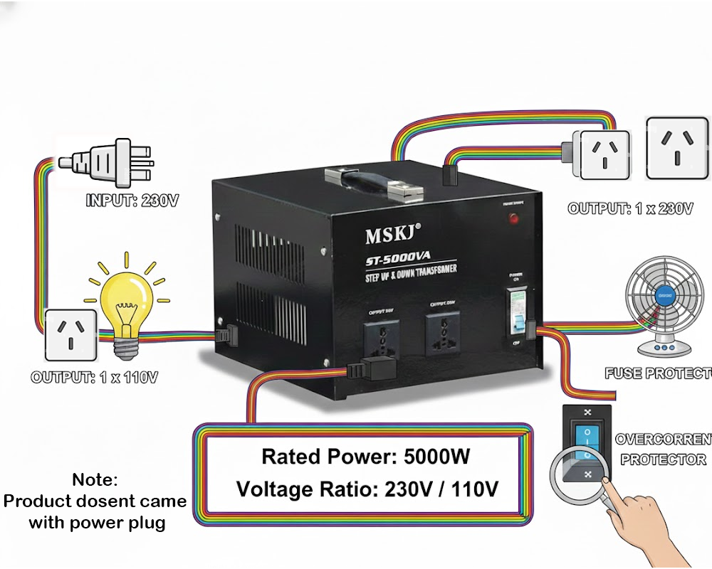 transformer showing 110V and 230V outputs