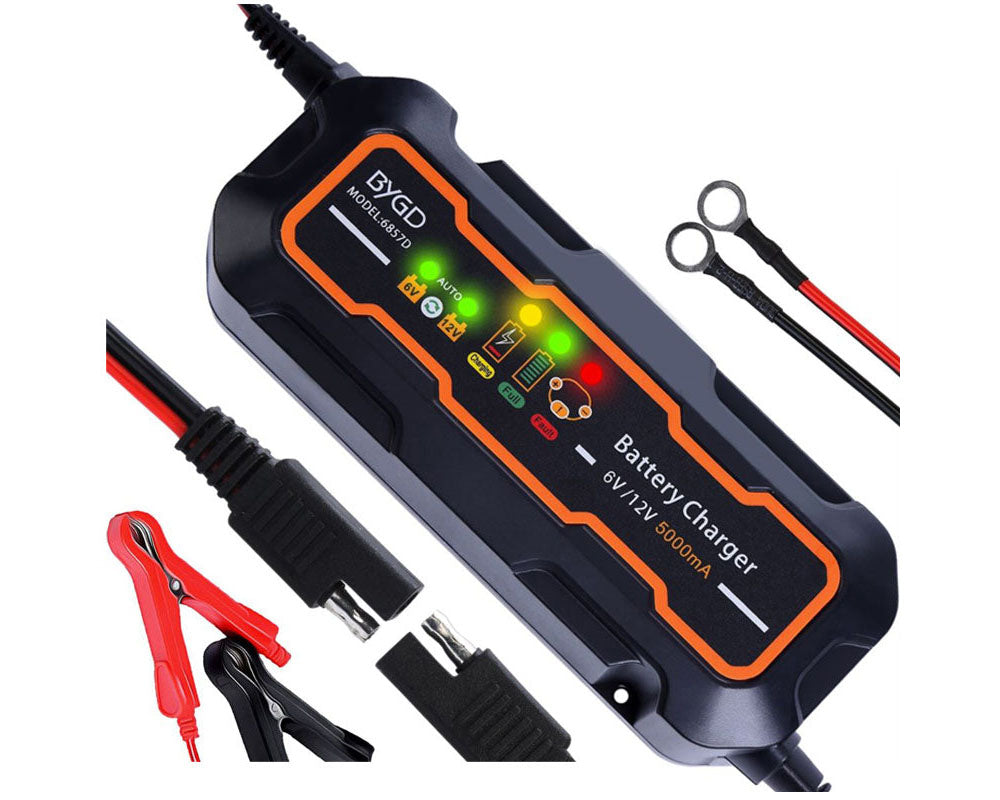 Battery charger with clip cables