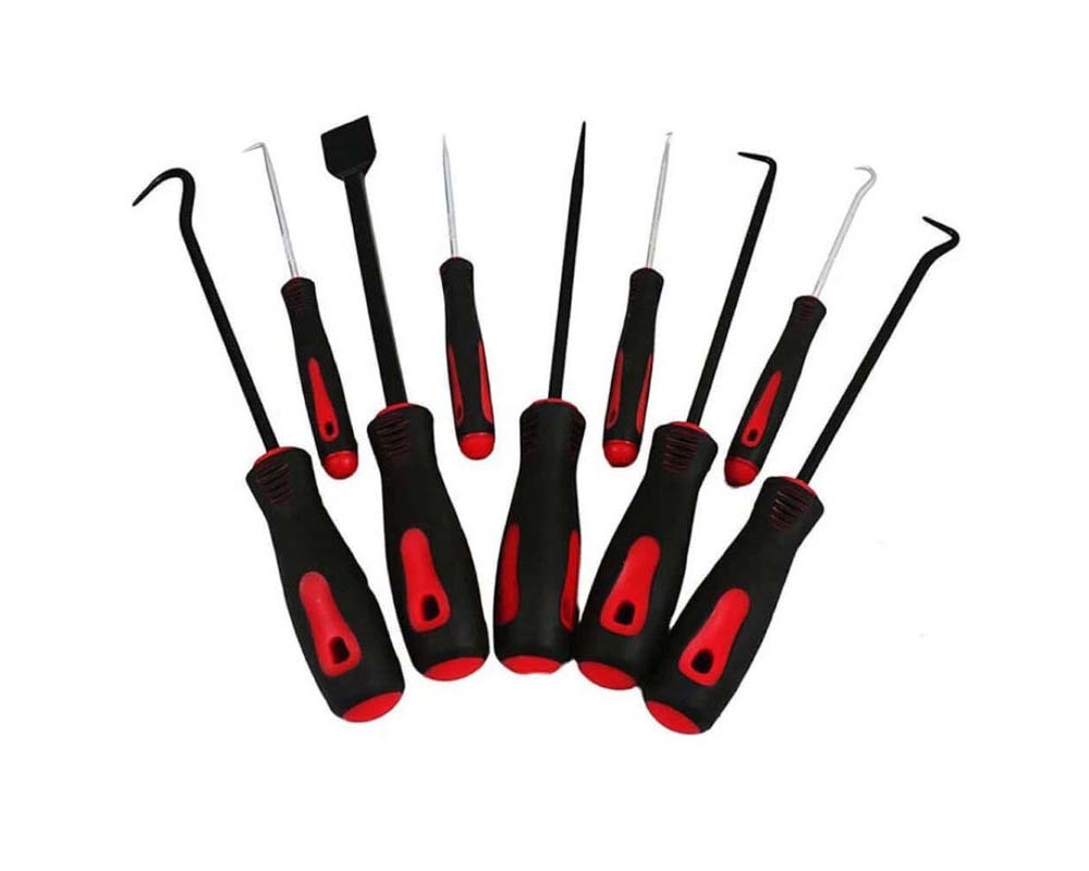 Green handled pick and scraper tools