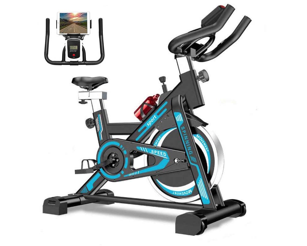 Sturdy frame blue spin bike