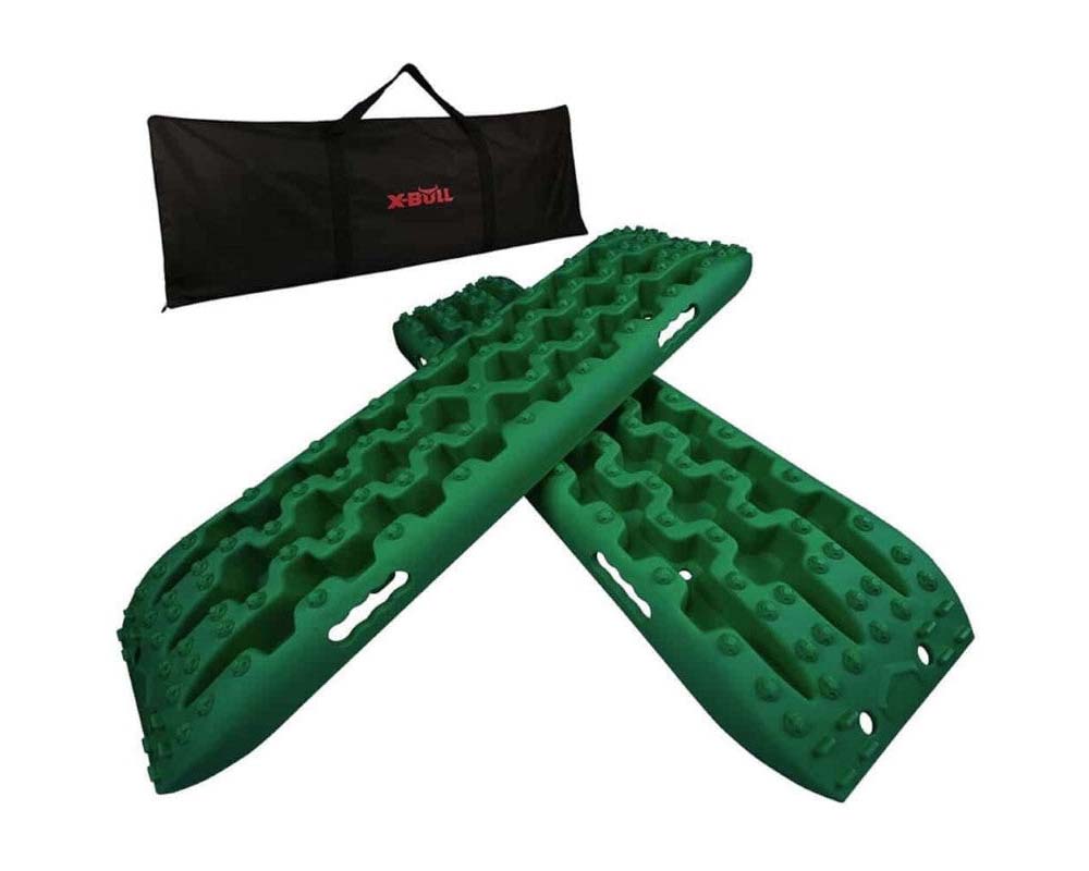 Tire traction tracks green