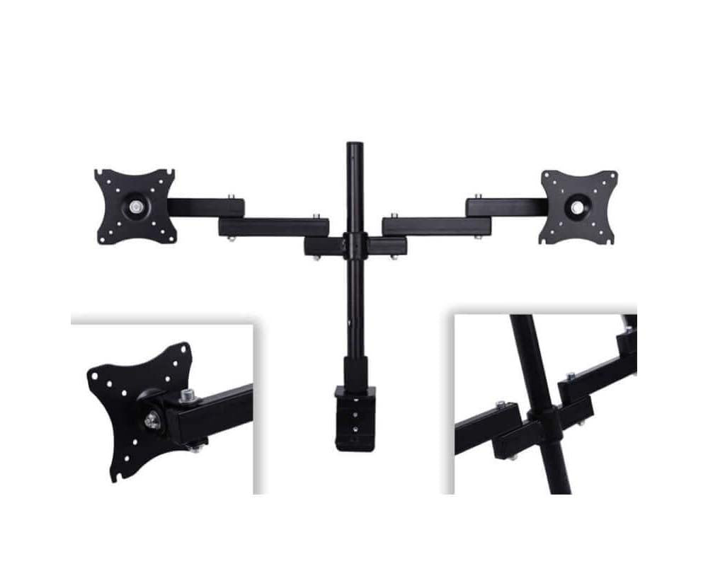Dual Monitor Stand Bracket Mount 14"-24" Screens 360-degree Rotation
