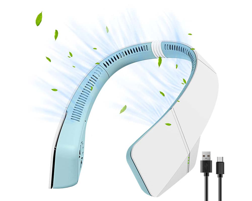Dual button control neck fan