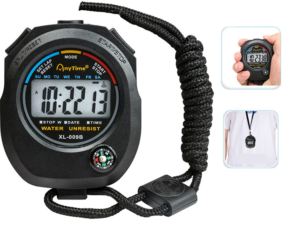 Handheld stopwatch with compass