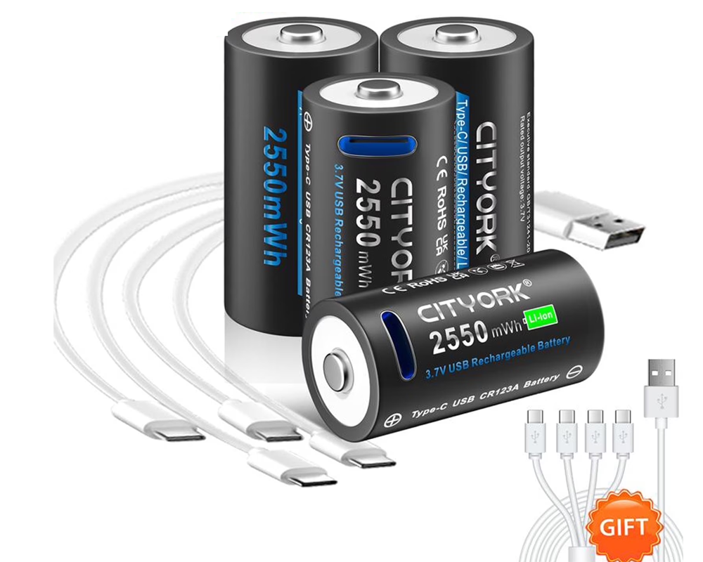 CR123A battery charger included