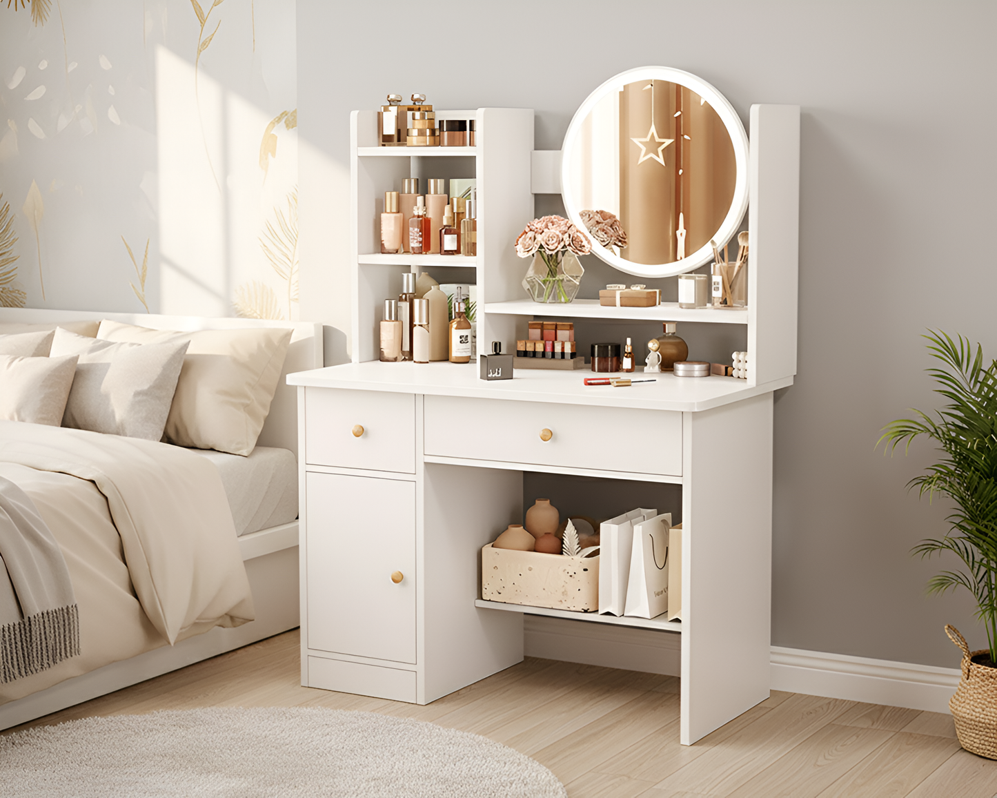 easy assemble vanity desk
