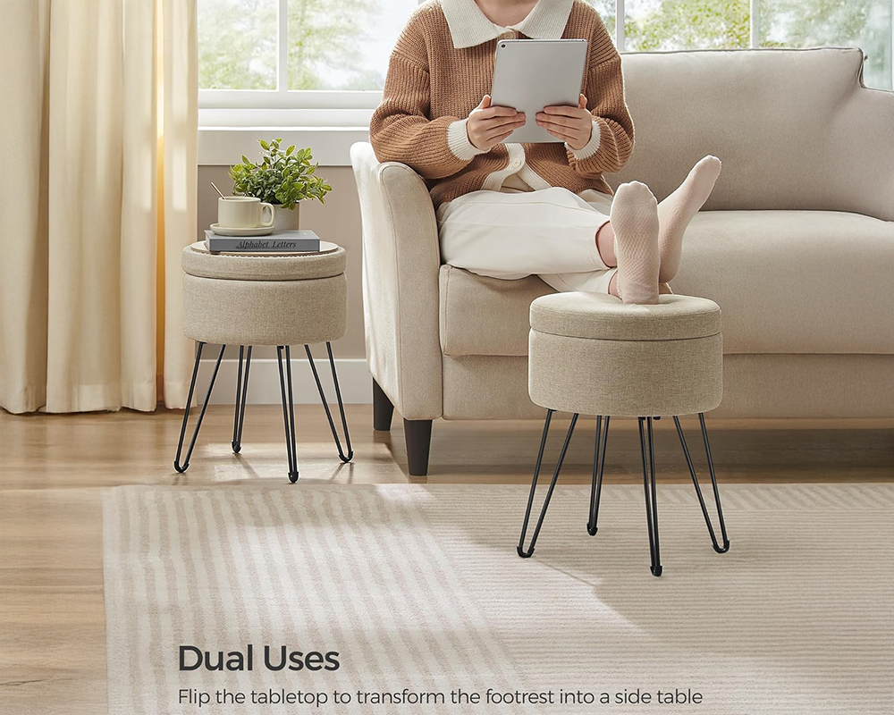 SONGMICS Small Vanity Stool Chair with Storage