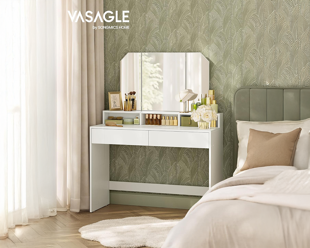VASAGLE Dressing Table With Mirror