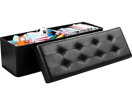 black ottoman bench with storage