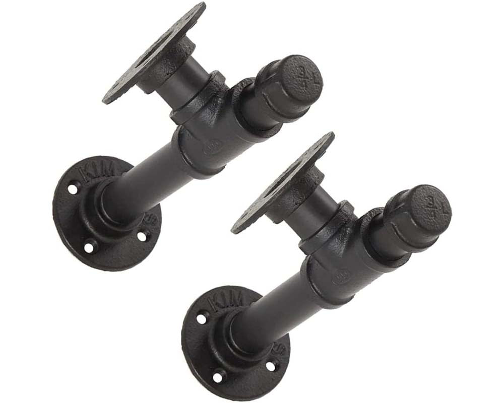 Set of 2 Industrial Iron Pipe Shelving Brackets