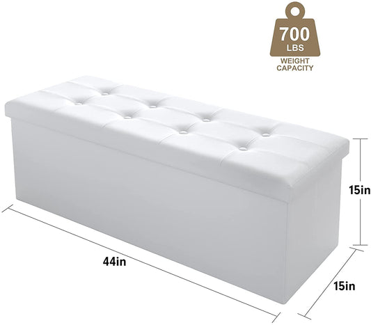 Faux leather storage bench