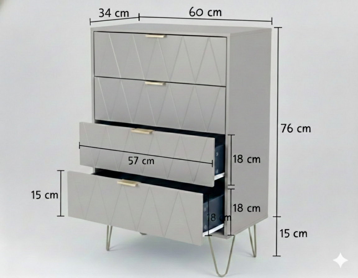 white dresser with gold knobs
