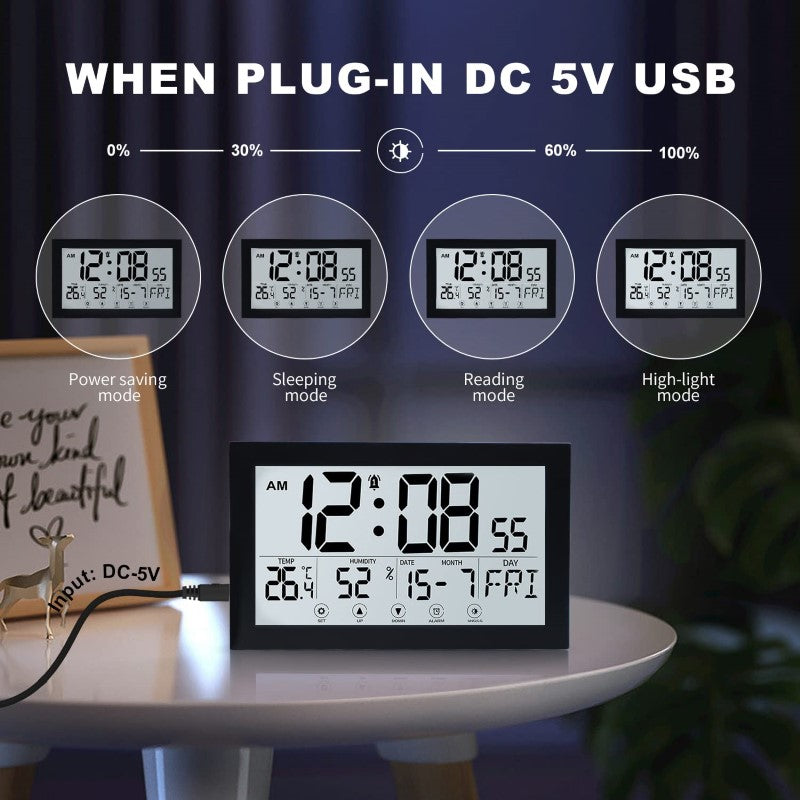 Battery or USB powered clock