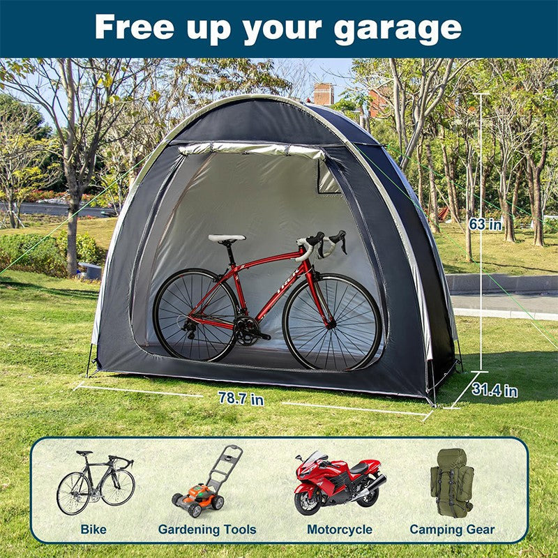 Bike storage tent with zipper
