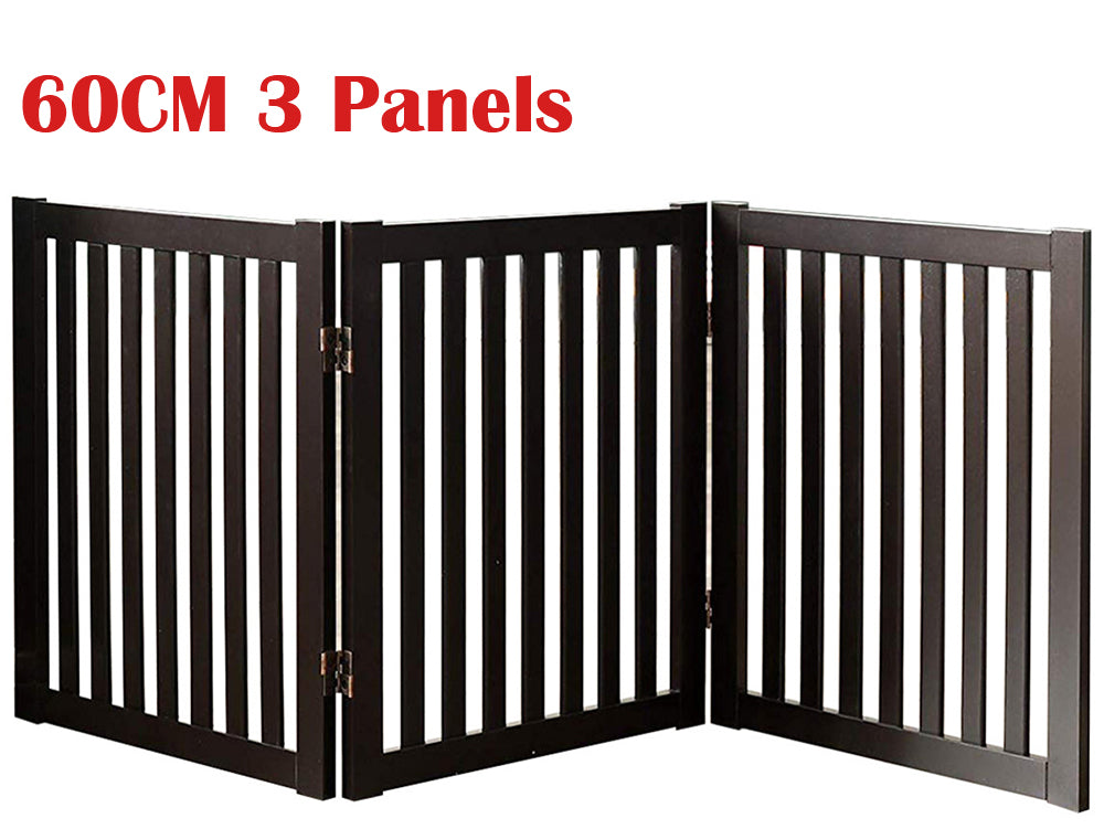 Wooden Pet Safety Gate Barrier Portable Door 3 Panel Grey