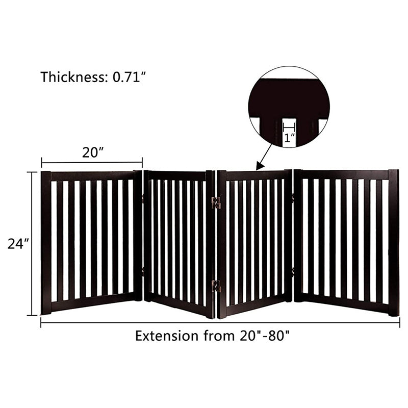 Wooden Pet Safety Gate Barrier Portable Door 3 Panel