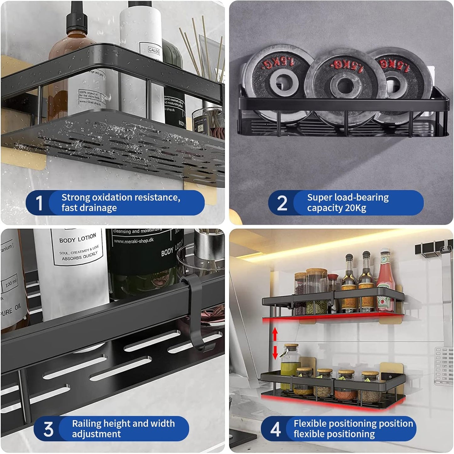 adhesive shower shelf
