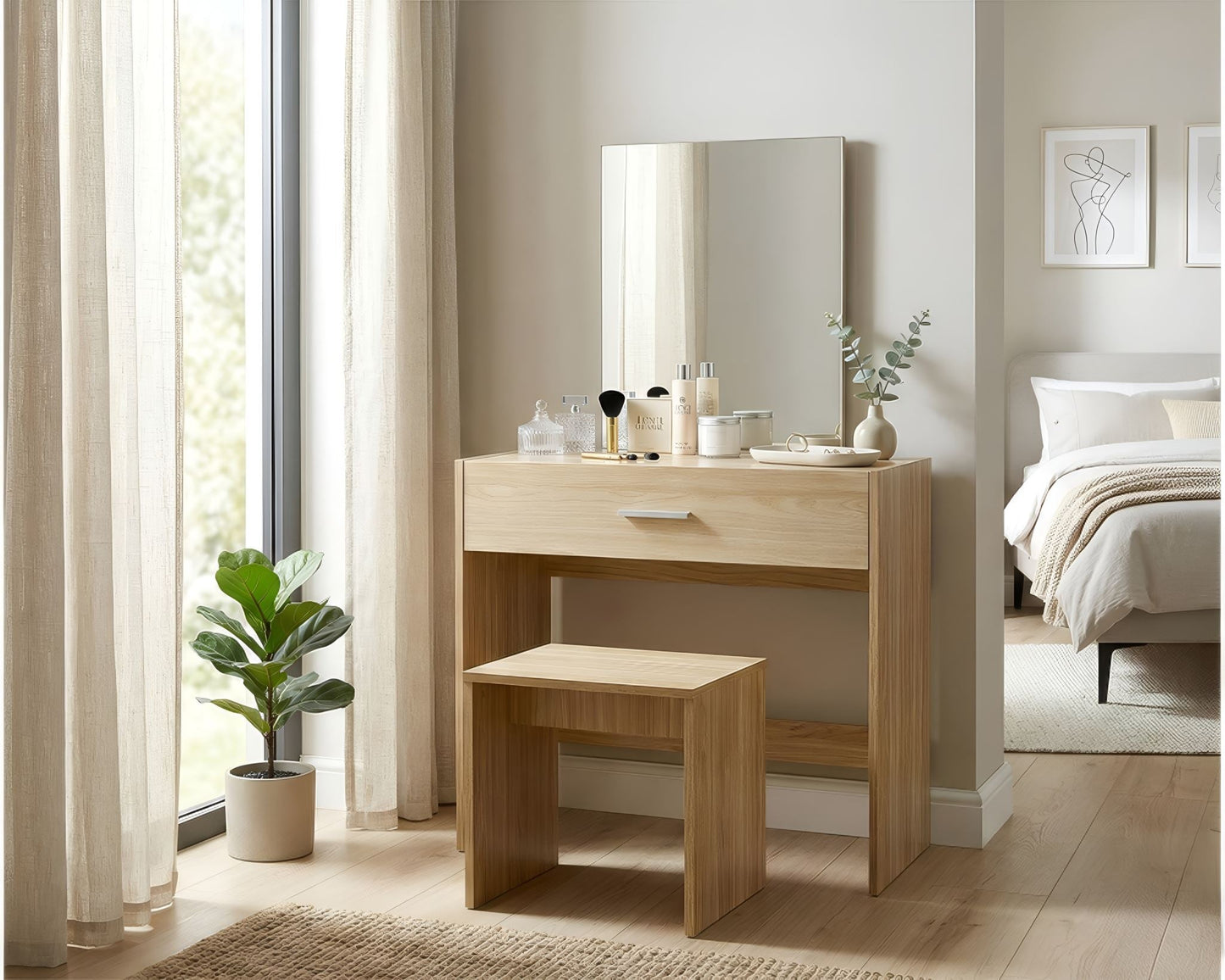 Dressing table with matching stool