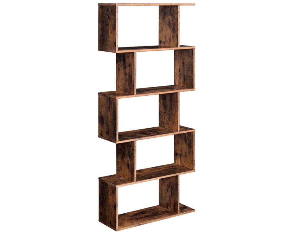 wooden bookshelf side view